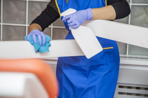 Cleaning specialist removing a tough fabric stain in Isle Of Dogs